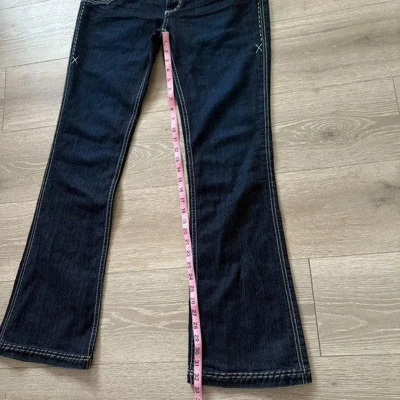Antik Denim Womens Dark Blue Stretch Embellished Western Bootcut Jeans Size 31 - Picture 15 of 16